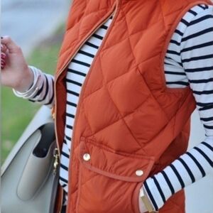 J. Crew Orange Quilted Puffer Vest